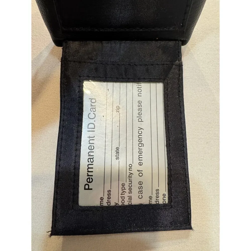 Vintage Black Faux Leather Coin Purse Cigarette Clutch w/ ID &‎ Card Slots